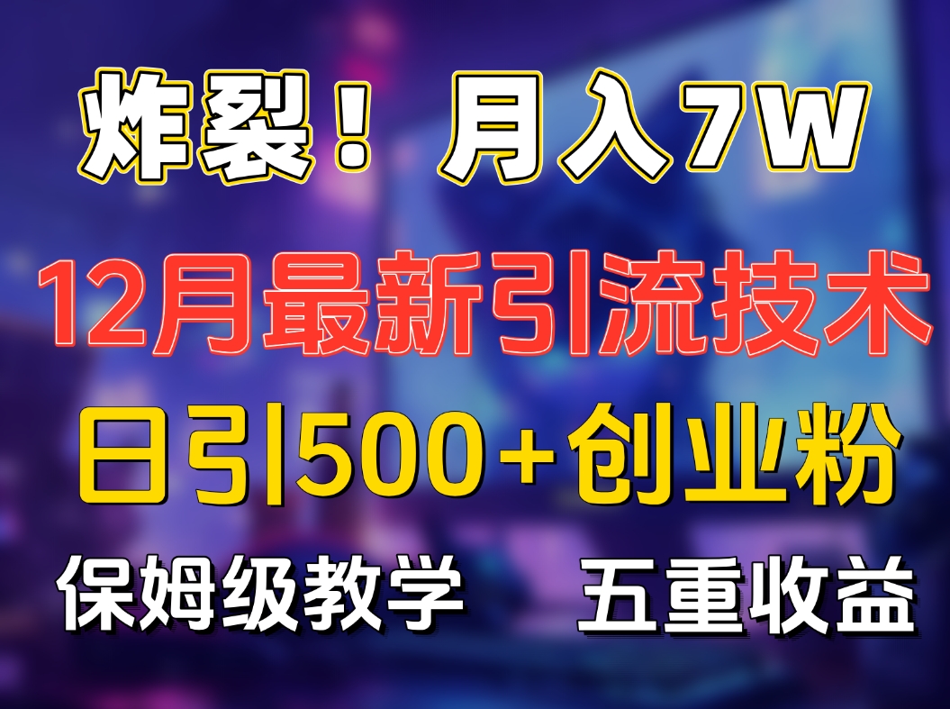 炸裂!月入7W+揭秘12月最新日引流500+精准创业粉,多重收益保姆级教学网创吧-网创项目资源站-副业项目-创业项目-搞钱项目网创吧