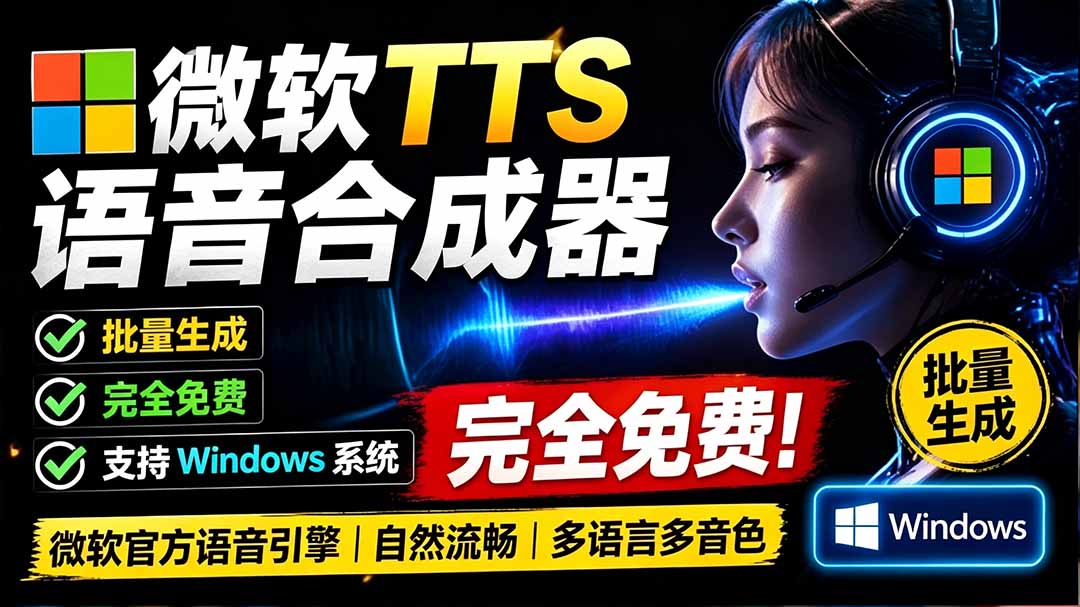 (19494期)微软 TTS 免费语音配音生成器,完全免费,支持多语音、多音色选择,Windows系统专用 TTS语音合成器网创吧-网创项目资源站-副业项目-创业项目-搞钱项目网创吧