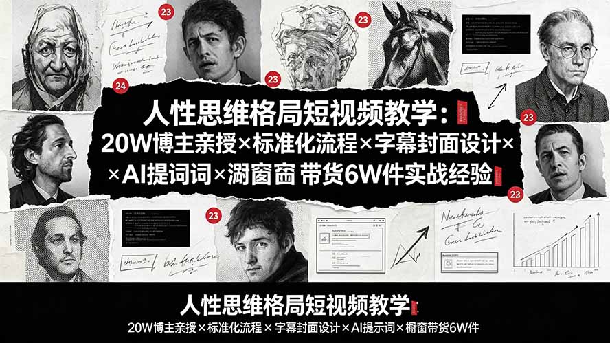 (19538期)人性思维格局短视频教学:20W博主亲授×标准化流程×字幕封面设计×AI提示词×橱窗带货6W件实战经验网创吧-网创项目资源站-副业项目-创业项目-搞钱项目网创吧