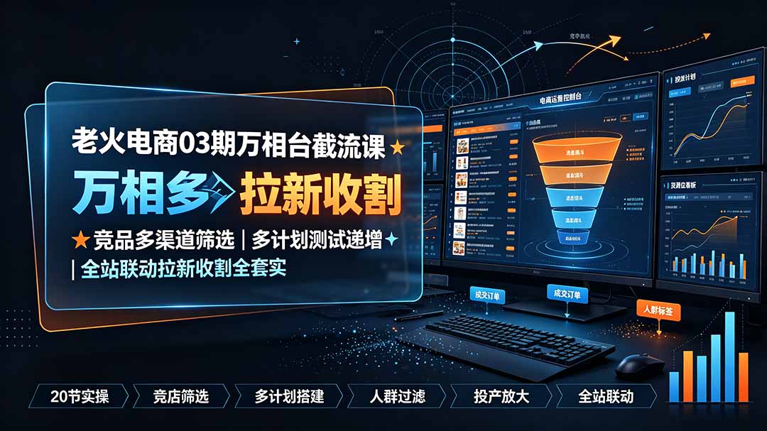 (19431期)老火电商03期万相台截流课:竞品多渠道筛选|多计划测试递增|全站联动拉新收割全套实操教学网创吧-网创项目资源站-副业项目-创业项目-搞钱项目网创吧