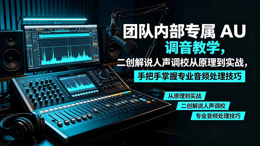 （19517期）某大佬团队内部专属 AU 调音教学，二创解说人声调校从原理到实战，手把手掌握专业音频处理技巧网创吧-网创项目资源站-副业项目-创业项目-搞钱项目网创吧