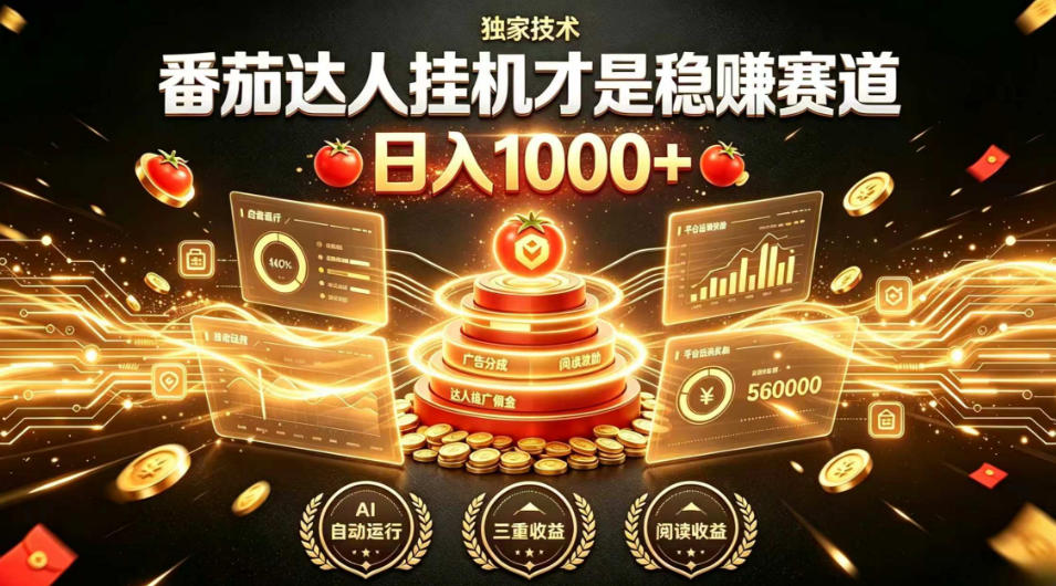 别再瞎找副业！番茄达人挂G才是稳賺赛道，日入1000+，全程傻瓜式操作，可矩阵放大【揭秘】网创吧-网创项目资源站-副业项目-创业项目-搞钱项目网创吧