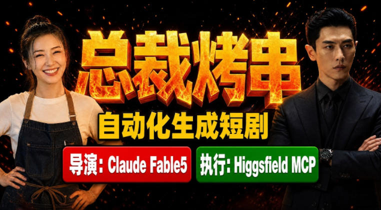Claude Fable5担任导演+Higgsfield MCP落地执行｜《总裁烤串》真人质感短剧全自动AI生成全流程教学网创吧-网创项目资源站-副业项目-创业项目-搞钱项目网创吧