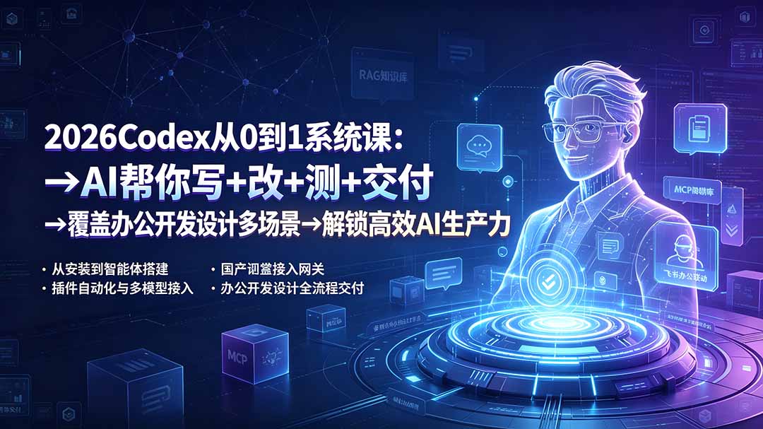（19461期）2026Codex从0到1系统课：→AI帮你写+改+测+交付→覆盖办公开发设计多场景→解锁高效AI生产力网创吧-网创项目资源站-副业项目-创业项目-搞钱项目网创吧