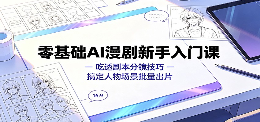 零基础AI漫剧新手入门课：吃透剧本分镜技巧，搞定人物场景批量出片网创吧-网创项目资源站-副业项目-创业项目-搞钱项目网创吧