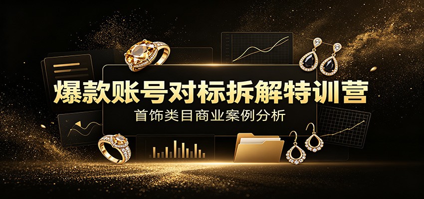 爆款账号对标拆解特训营：首饰类目商业案例分析，配套完整资料内容网创吧-网创项目资源站-副业项目-创业项目-搞钱项目网创吧
