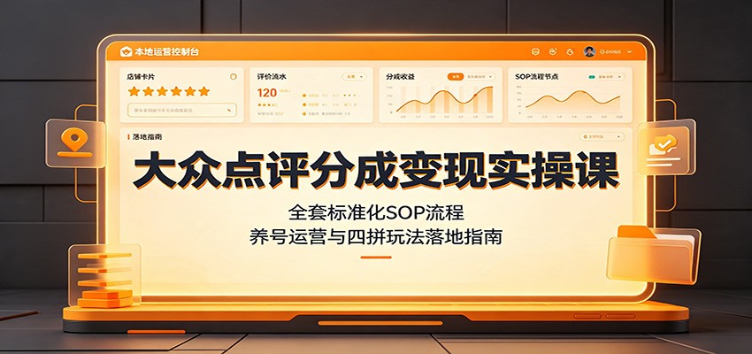 大众点评分成变现实操课：全套标准化SOP流程，养号运营与四拼玩法落地指南网创吧-网创项目资源站-副业项目-创业项目-搞钱项目网创吧