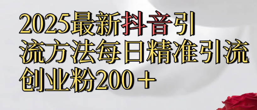 2025最新抖音引流,方法每日精准引流创业粉300＋网创吧-网创项目资源站-副业项目-创业项目-搞钱项目网创吧