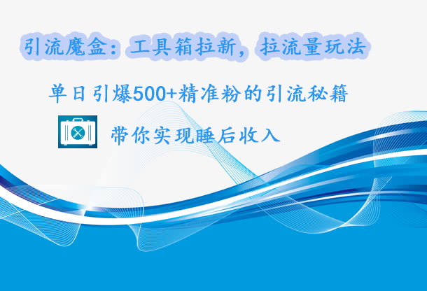 引流魔盒:工具箱拉新,拉流量玩法,单日引爆500+精准粉的引流秘籍,带你实现睡后收入网创吧-网创项目资源站-副业项目-创业项目-搞钱项目网创吧