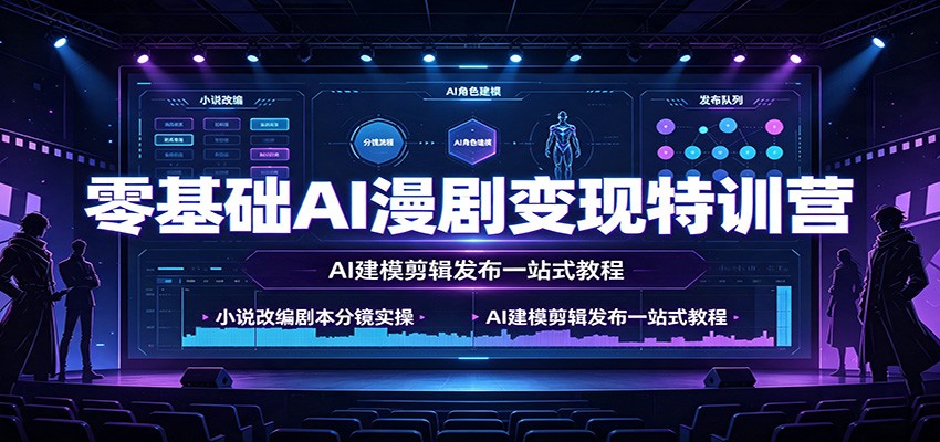 零基础AI漫剧变现特训营：小说改编剧本分镜实操，AI建模剪辑发布一站式教程网创吧-网创项目资源站-副业项目-创业项目-搞钱项目网创吧