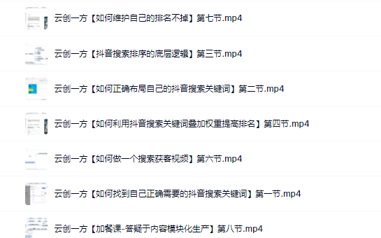 云创一方2022抖音SEO系列课程,教你如何快速上抖音搜索排名第一网创吧-网创项目资源站-副业项目-创业项目-搞钱项目网创吧