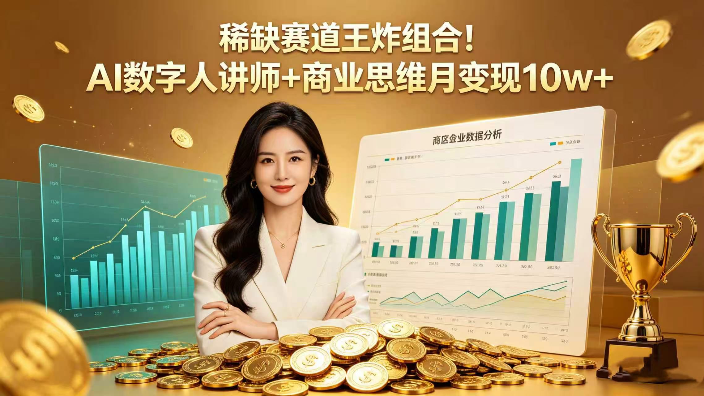 稀缺赛道王炸组合!AI 数字人讲师 + 商业思维 月变现 10w+网创吧-网创项目资源站-副业项目-创业项目-搞钱项目网创吧