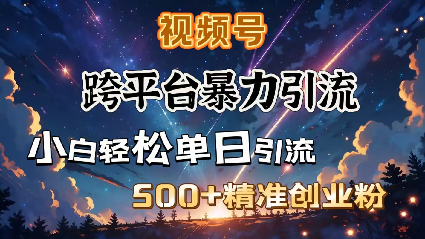 视频号跨平台暴力引流,小白轻松单日引流500+精准创业粉网创吧-网创项目资源站-副业项目-创业项目-搞钱项目网创吧