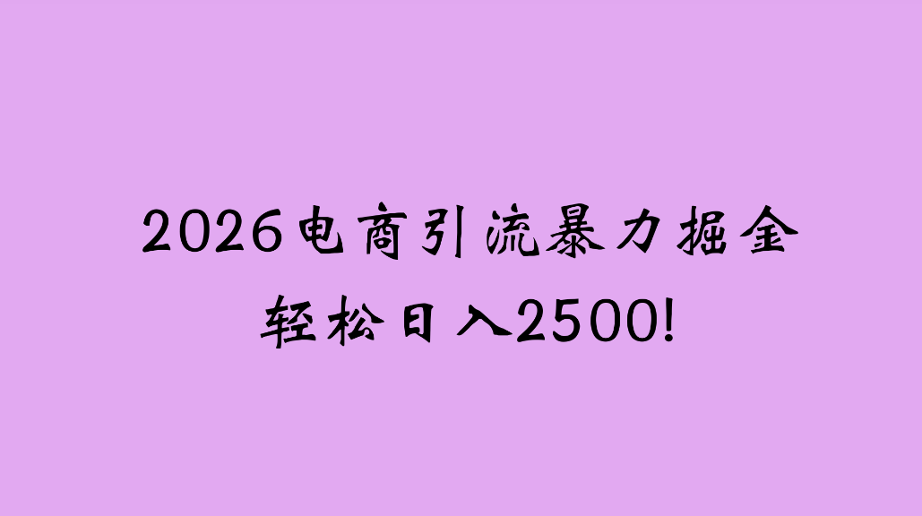 2026电商引流新玩法,日引200,日可入2500+网创吧-网创项目资源站-副业项目-创业项目-搞钱项目网创吧