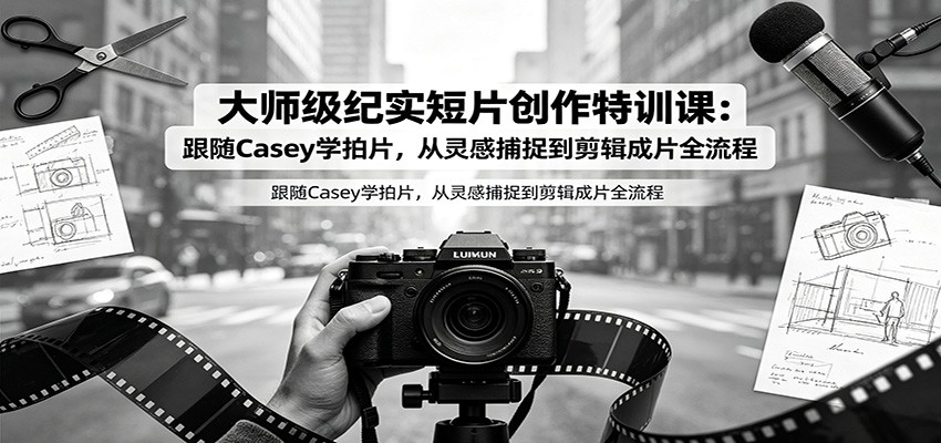 大师级纪实短片创作特训课：跟随Casey学拍片，从灵感捕捉到剪辑成片全流程网创吧-网创项目资源站-副业项目-创业项目-搞钱项目网创吧