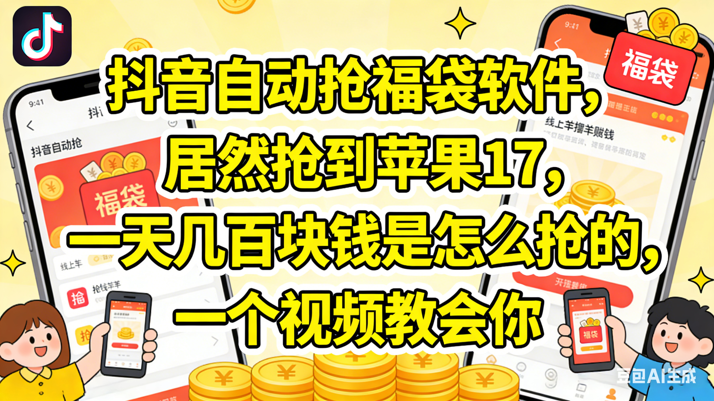 抖音抢福袋，居然抢到苹果17，一天几百块钱是怎么抢的，一个视频教会你网创吧-网创项目资源站-副业项目-创业项目-搞钱项目网创吧