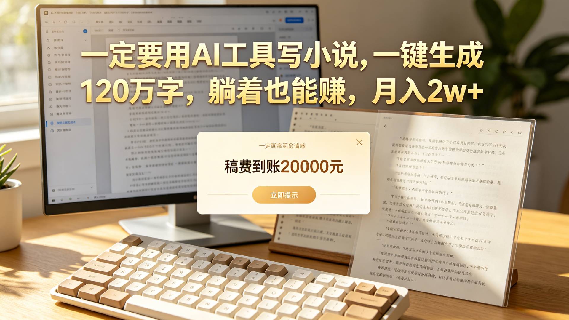 【听劝】一定要用AI工具写小说,一键生成120万字,躺着也能赚,月入2w+网创吧-网创项目资源站-副业项目-创业项目-搞钱项目网创吧