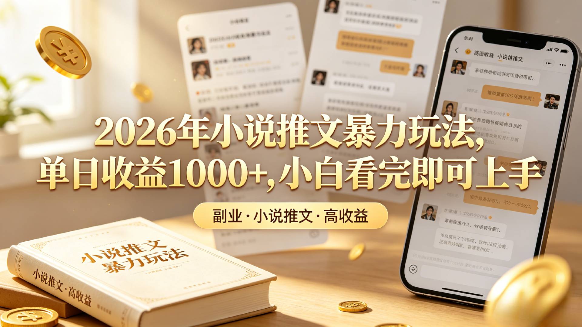 2026年小说推文暴力玩法,单日收益1000+,小白看完即可上手网创吧-网创项目资源站-副业项目-创业项目-搞钱项目网创吧