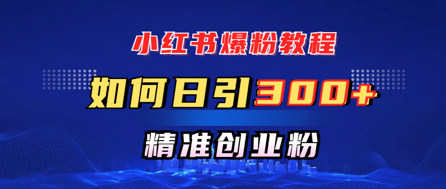小红书爆粉教程,如何日引300+创业粉,快速实现精准变现!网创吧-网创项目资源站-副业项目-创业项目-搞钱项目网创吧