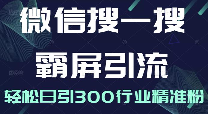 微信搜一搜霸屏引流课,打造被动精准引流系统,轻松日引300行业精准粉【无水印】网创吧-网创项目资源站-副业项目-创业项目-搞钱项目网创吧