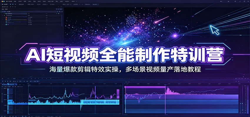 AI短视频全能制作特训营：海量爆款剪辑特效实操，多场景视频量产落地教程网创吧-网创项目资源站-副业项目-创业项目-搞钱项目网创吧