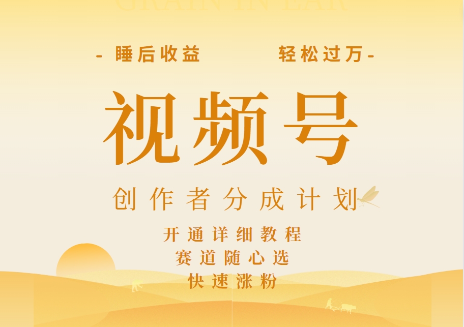 详解视频号创作者分成计划,暴力起号,可同步多平台,实现睡后收入2W+,看懂即可操作!网创吧-网创项目资源站-副业项目-创业项目-搞钱项目网创吧