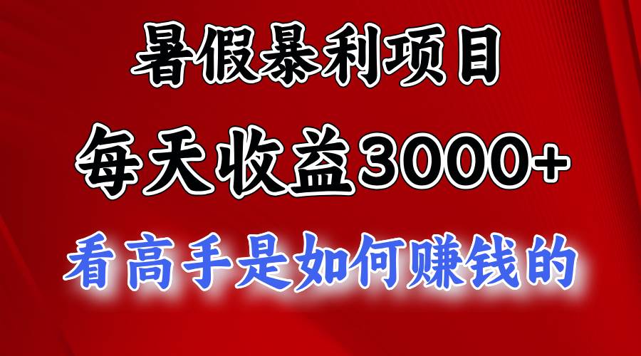 暑假暴利项目,每天收益3000+ 努努力能达到5000+,暑假大流量来了网创吧-网创项目资源站-副业项目-创业项目-搞钱项目网创吧