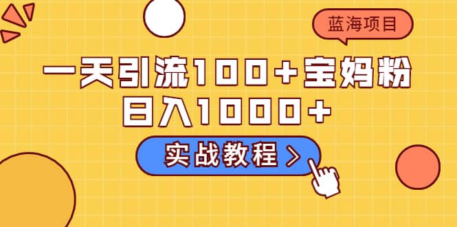 一天引流100+宝妈粉,日入1000+的蓝海项目(实战教程)网创吧-网创项目资源站-副业项目-创业项目-搞钱项目网创吧