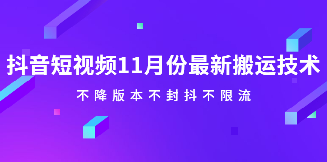 抖音短视频11月份最新搬运技术,不降版本不封抖不限流!【视频课程】网创吧-网创项目资源站-副业项目-创业项目-搞钱项目网创吧