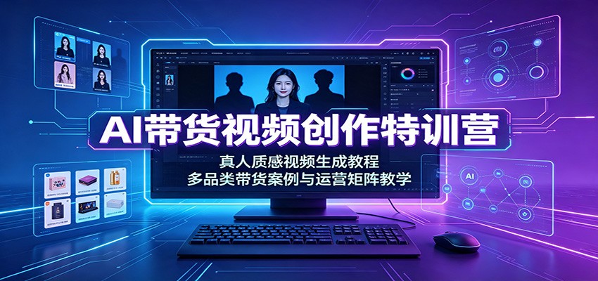 AI带货视频创作特训营:真人质感视频生成教程,多品类带货案例与运营矩阵教学网创吧-网创项目资源站-副业项目-创业项目-搞钱项目网创吧