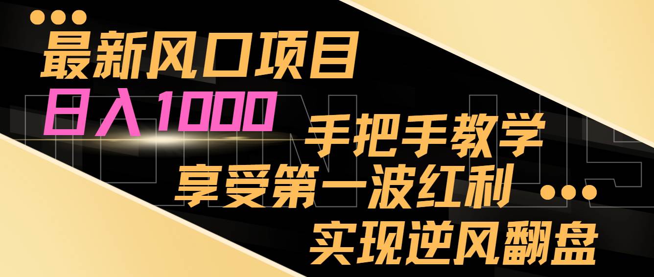 最新风口项目，日入过千，抓住当下风口，享受第一波红利，实现逆风翻盘网创吧-网创项目资源站-副业项目-创业项目-搞钱项目网创吧