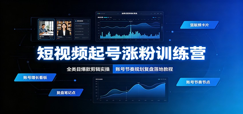 短视频起号涨粉训练营：全类目爆款剪辑实操，账号节奏规划复盘落地教程网创吧-网创项目资源站-副业项目-创业项目-搞钱项目网创吧