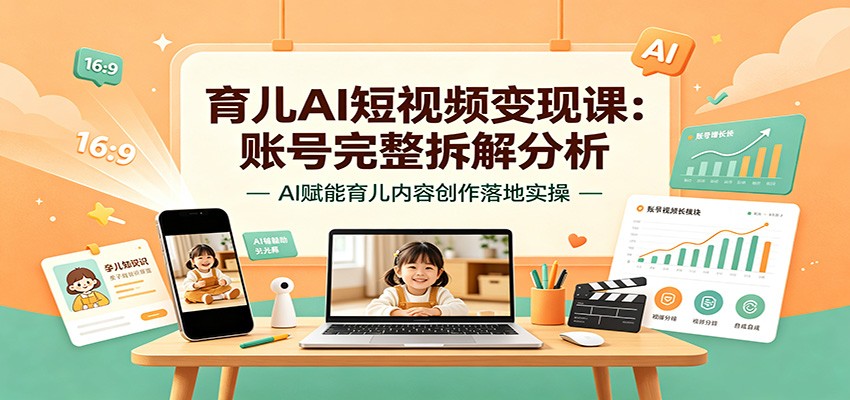 育儿AI短视频变现课：账号完整拆解分析，AI赋能育儿内容创作落地实操网创吧-网创项目资源站-副业项目-创业项目-搞钱项目网创吧