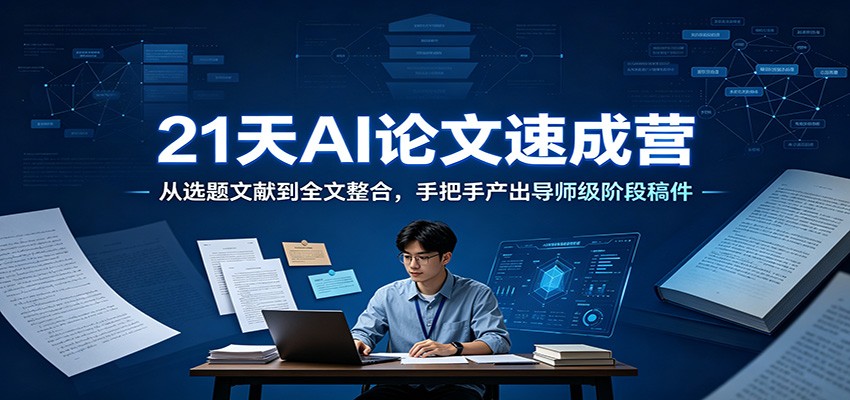 21天AI论文速成营：从选题文献到全文整合，手把手产出导师级阶段稿件网创吧-网创项目资源站-副业项目-创业项目-搞钱项目网创吧