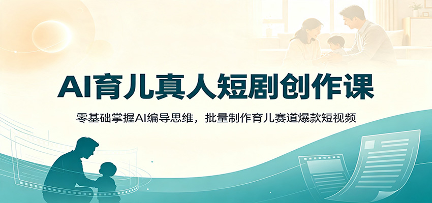 AI育儿真人短剧创作课:零基础掌握AI编导思维,批量制作育儿赛道爆款短视频网创吧-网创项目资源站-副业项目-创业项目-搞钱项目网创吧