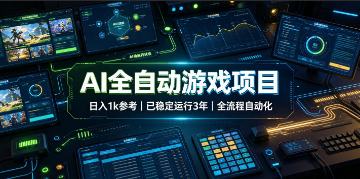 AI全自动游戏项目，日入1k，已稳定运行3年躺賺，全流程自动化！【揭秘】网创吧-网创项目资源站-副业项目-创业项目-搞钱项目网创吧