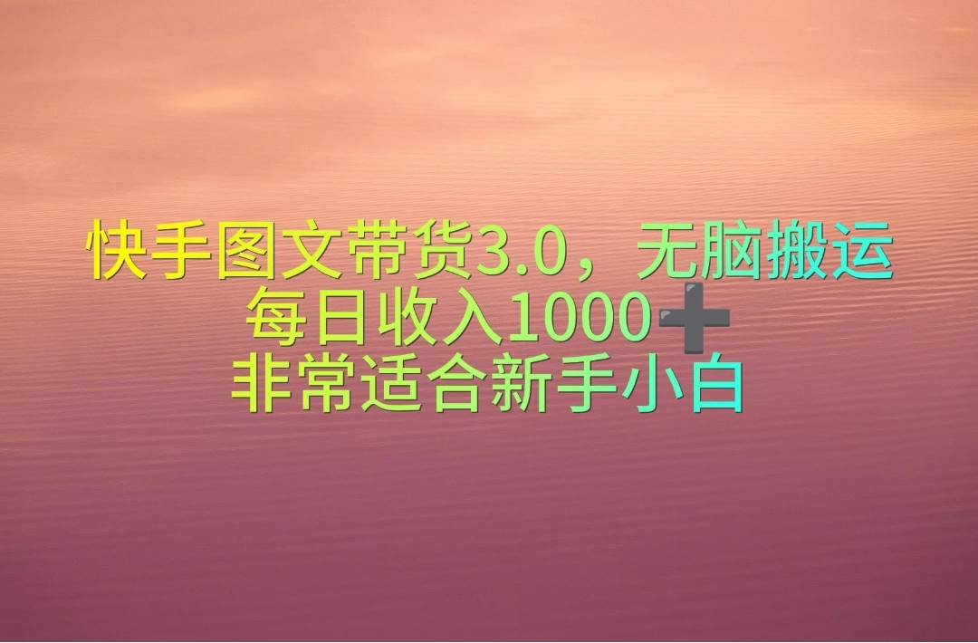 快手图文带货3.0,无脑搬运,每日收入1000+,非常适合新手小白网创吧-网创项目资源站-副业项目-创业项目-搞钱项目网创吧