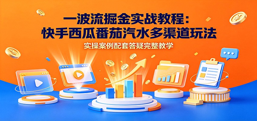 一波流掘金实战教程：快手西瓜番茄汽水多渠道玩法，实操案例配套答疑完整教学网创吧-网创项目资源站-副业项目-创业项目-搞钱项目网创吧