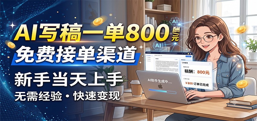 AI写稿一单800，免费接单渠道，一单一结几十到上千，新手当天上手网创吧-网创项目资源站-副业项目-创业项目-搞钱项目网创吧