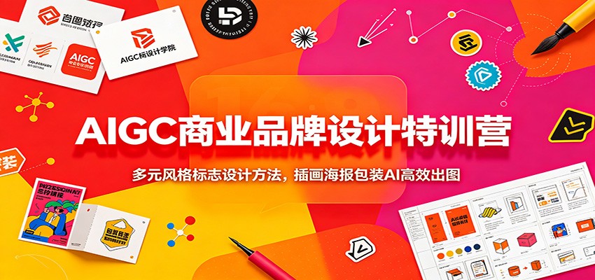 AIGC商业品牌设计特训营：多元风格标志设计方法，插画海报包装AI高效出图网创吧-网创项目资源站-副业项目-创业项目-搞钱项目网创吧