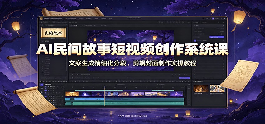 AI民间故事短视频创作系统课：文案生成精细化分段，剪辑封面制作实操教程网创吧-网创项目资源站-副业项目-创业项目-搞钱项目网创吧