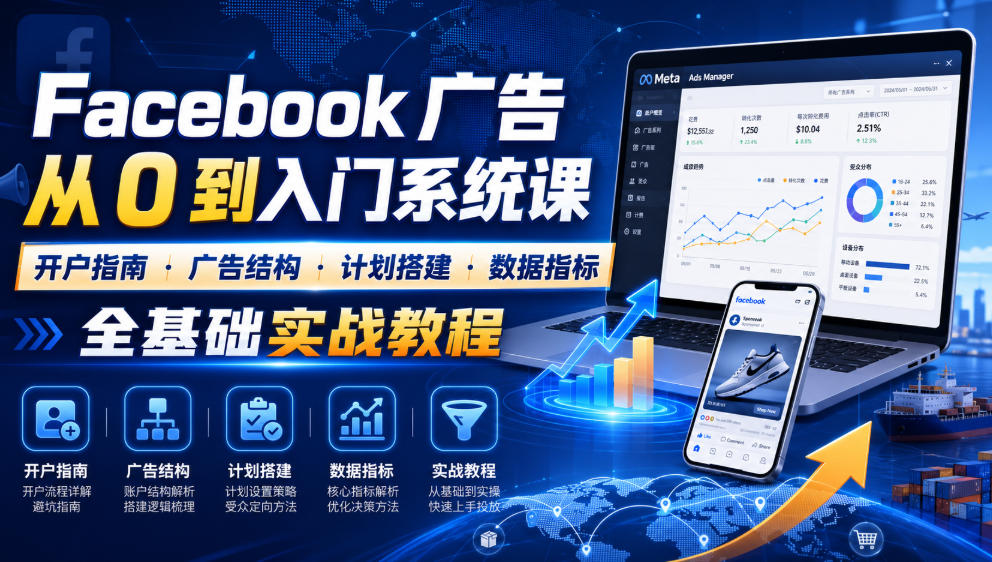 Facebook广告新手从0到入门系统课|开户指南・广告结构・计划搭建・数据指标全基础实战教程网创吧-网创项目资源站-副业项目-创业项目-搞钱项目网创吧