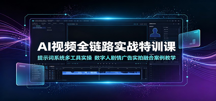 AI视频全链路实战特训课:提示词系统多工具实操,数字人剧情广告实拍融合案例教学网创吧-网创项目资源站-副业项目-创业项目-搞钱项目网创吧