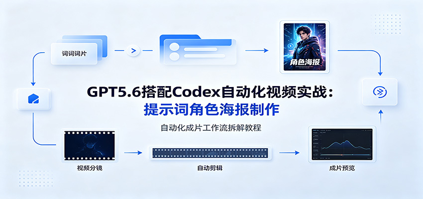 GPT5.6搭配Codex自动化视频实战：提示词角色海报制作，自动化成片工作流拆解教程网创吧-网创项目资源站-副业项目-创业项目-搞钱项目网创吧