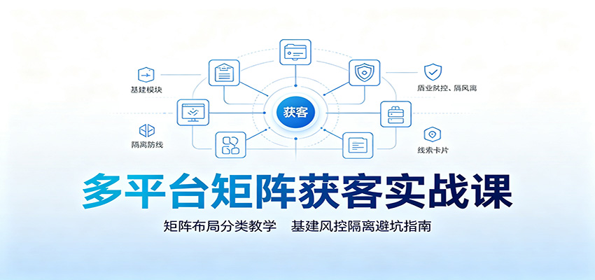 多平台矩阵获客实战课：矩阵布局分类教学，基建风控隔离避坑指南网创吧-网创项目资源站-副业项目-创业项目-搞钱项目网创吧