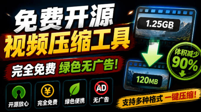 Github开源视频压缩瘦身工具,轻松压缩90%,并保持画质清晰,完全免费绿色无广告!VideoSlim网创吧-网创项目资源站-副业项目-创业项目-搞钱项目网创吧