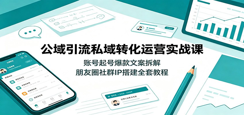 公域引流私域转化运营实战课：账号起号爆款文案拆解，朋友圈社群IP搭建全套教程网创吧-网创项目资源站-副业项目-创业项目-搞钱项目网创吧
