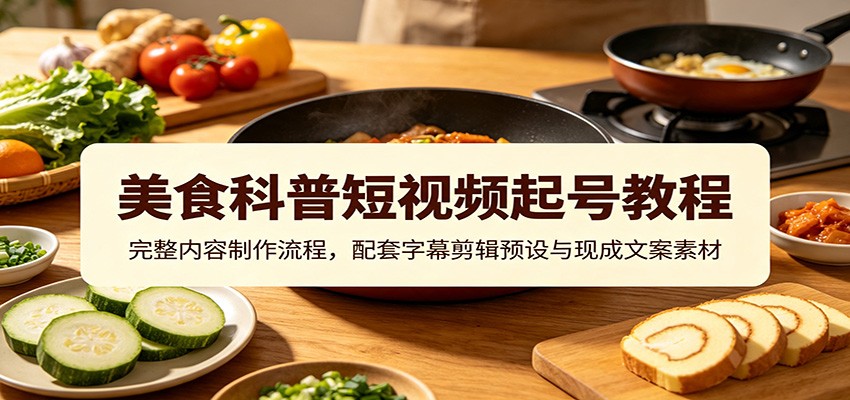美食科普短视频起号教程：完整内容制作流程，配套字幕剪辑预设与现成文案素材网创吧-网创项目资源站-副业项目-创业项目-搞钱项目网创吧