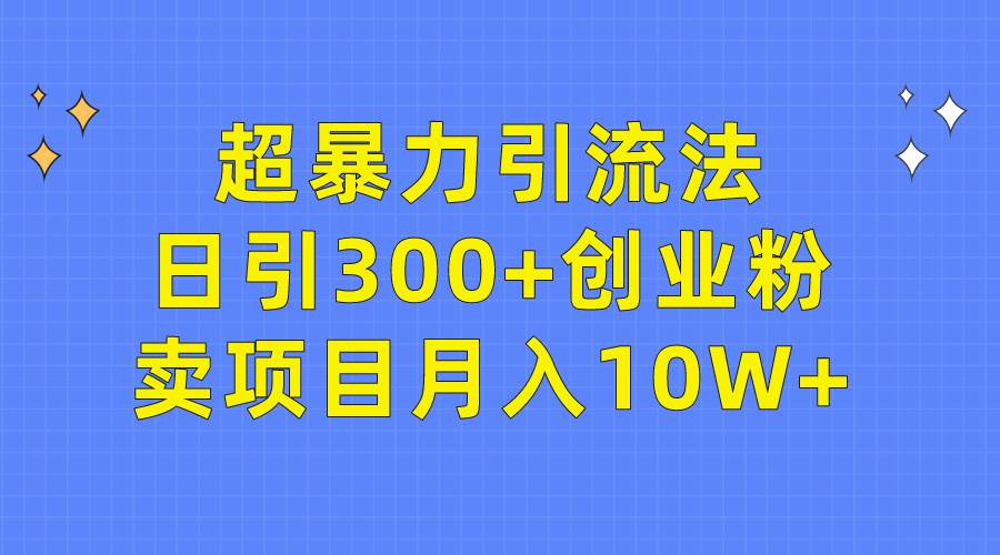 超暴力引流法,日引300+创业粉,卖项目月入10W+网创吧-网创项目资源站-副业项目-创业项目-搞钱项目网创吧