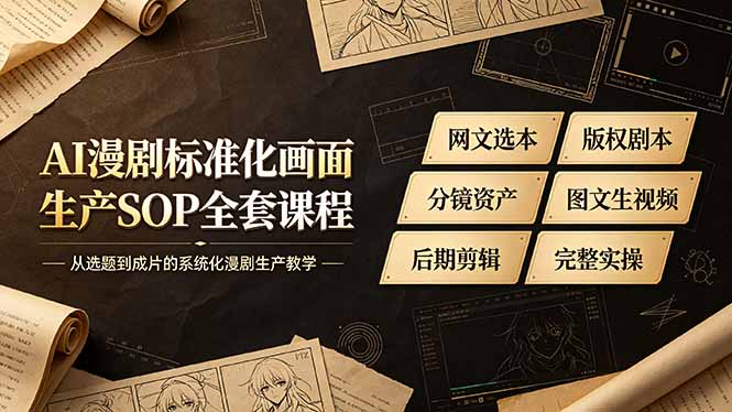 (19806期)AI漫剧标准化画面生产SOP全套课程-更新,网文选本版权剧本分镜资产全覆盖,图文生视频后期剪辑完整实操教学网创吧-网创项目资源站-副业项目-创业项目-搞钱项目网创吧